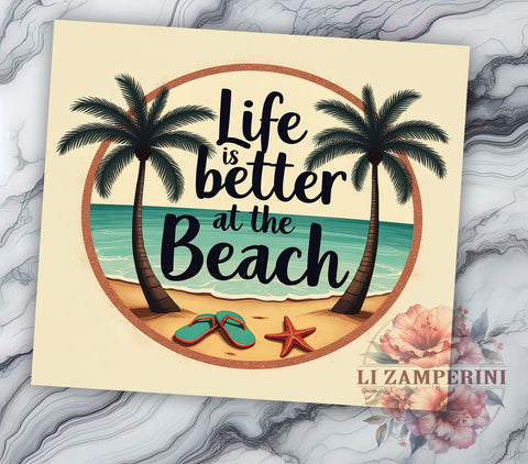 Tropical Beach Life 20oz Tumbler Wrap, Summer Tumbler Design, 20oz Tumbler Sublimation, Beach Life Tumbler, Ocean Tumbler Wrap, Vacation Tumbler Design, Tropical Tumbler Wrap Sublimation Li Zamperini 