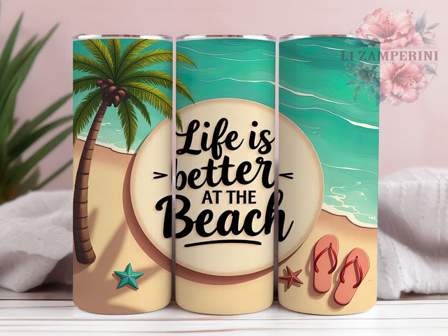 Tropical Beach Life 20oz Tumbler Wrap, Summer Tumbler Design, 20oz Tumbler Sublimation, Beach Life Tumbler, Ocean Tumbler Wrap, Vacation Tumbler Design, Tropical Tumbler Wrap Sublimation Li Zamperini 