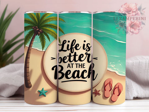 Tropical Beach Life 20oz Tumbler Wrap, Summer Tumbler Design, 20oz Tumbler Sublimation, Beach Life Tumbler, Ocean Tumbler Wrap, Vacation Tumbler Design, Tropical Tumbler Wrap Sublimation Li Zamperini 