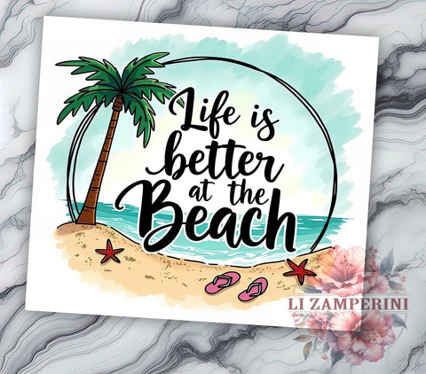 Tropical Beach Life 20oz Tumbler Wrap, Summer Tumbler Design, 20oz Tumbler Sublimation, Beach Life Tumbler, Ocean Tumbler Wrap, Vacation Tumbler Design, Tropical Tumbler Wrap Sublimation Li Zamperini 
