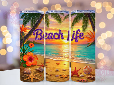 Tropical Beach Life Tumbler, Summer Vibes Wrap, 20oz Beach Tumbler, Tropical Vibes Sublimation, Ocean Breeze Design, Coastal Summer Wrap, Seaside Tumbler Sublimation SvggirlplusArt 