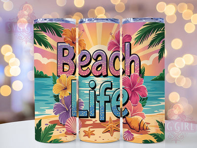 Tropical Beach Life Tumbler, Summer Vibes Wrap, 20oz Beach Tumbler, Tropical Vibes Sublimation, Ocean Breeze Design, Coastal Summer Wrap, Seaside Tumbler Sublimation SvggirlplusArt 