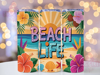 Tropical Beach Life Tumbler, Summer Vibes Wrap, 20oz Beach Tumbler, Tropical Vibes Sublimation, Ocean Breeze Design, Coastal Summer Wrap, Seaside Tumbler Sublimation SvggirlplusArt 