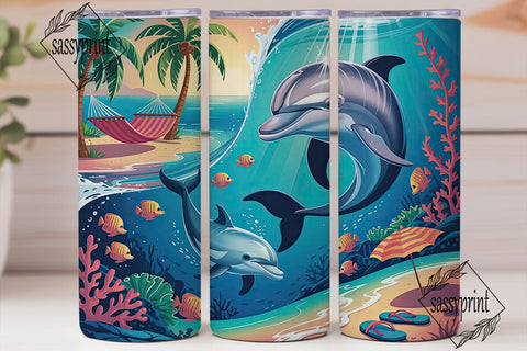 Tropical Beach & Ocean 20oz Tumbler Wrap Sublimation sassyprint 