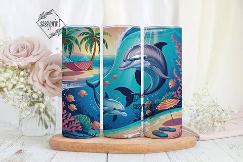 Tropical Beach & Ocean 20oz Tumbler Wrap Sublimation sassyprint 