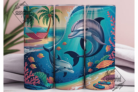 Tropical Beach & Ocean 20oz Tumbler Wrap Sublimation sassyprint 