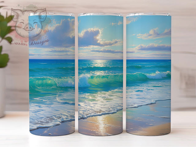 Tropical Beach Ocean Waves Tumbler, Ocean Waves, Coastal Wrap, 20Oz Tumbler, Sublimation Design, Tropical Vibes, Sea Breeze Sublimation Lara' s Designs 