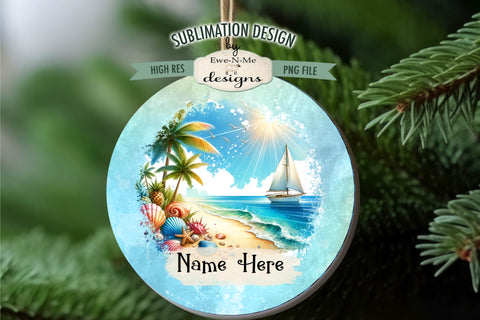 Tropical Beach Ornament Designs PNG Files | Add Name Sublimation Ewe-N-Me Designs 