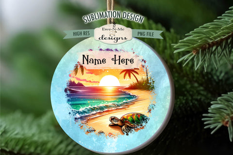 Tropical Beach Ornament Designs PNG Files | Add Name Sublimation Ewe-N-Me Designs 