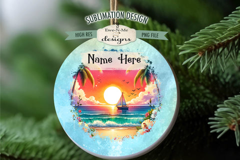 Tropical Beach Ornament Designs PNG Files | Add Name Sublimation Ewe-N-Me Designs 