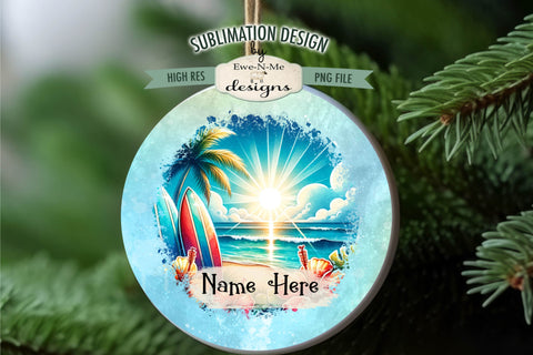 Tropical Beach Ornament Designs PNG Files | Add Name Sublimation Ewe-N-Me Designs 