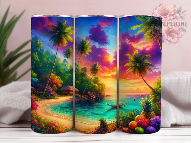 Tropical Beach Palm Tree Tumbler, Beach Tumbler Wrap, 20oz Tumbler Design, Palm Tree Tumbler, Island Tumbler, Ocean Beach Tumbler, Summer Beach Tumbler Sublimation Li Zamperini 