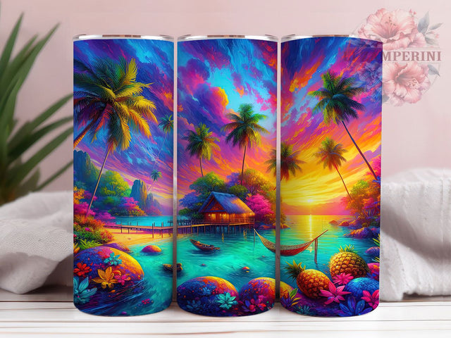Tropical Beach Palm Tree Tumbler, Beach Tumbler Wrap, 20oz Tumbler Design, Palm Tree Tumbler, Island Tumbler, Ocean Beach Tumbler, Summer Beach Tumbler Sublimation Li Zamperini 