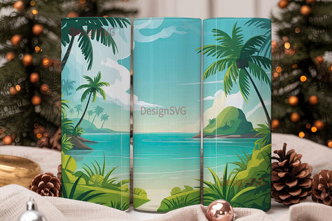 Tropical Beach Paradise 20oz Tumbler Sublimation DesignSVG 