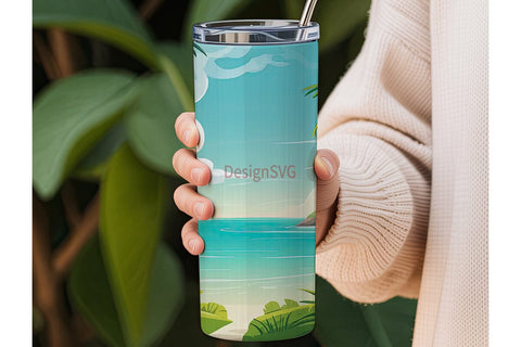Tropical Beach Paradise 20oz Tumbler Sublimation DesignSVG 