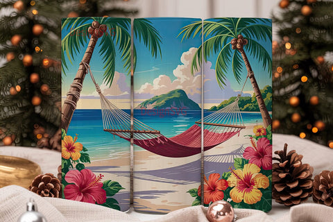 Tropical Beach Paradise 20oz Tumbler Sublimation DesignSVG 