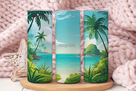 Tropical Beach Paradise 20oz Tumbler Sublimation DesignSVG 