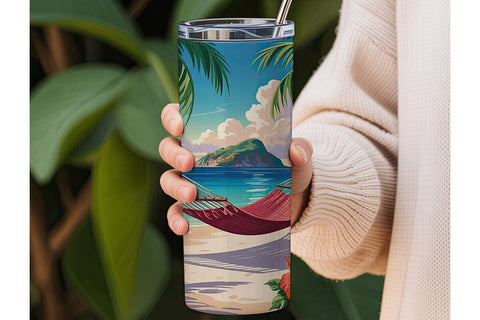 Tropical Beach Paradise 20oz Tumbler Sublimation DesignSVG 