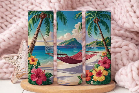 Tropical Beach Paradise 20oz Tumbler Sublimation DesignSVG 