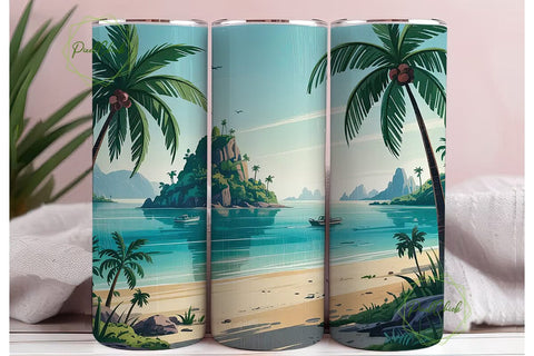 Tropical Beach Paradise 20oz Tumbler Sublimation PixelChick 