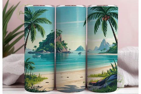 Tropical Beach Paradise 20oz Tumbler Sublimation PixelChick 