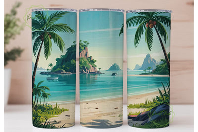 Tropical Beach Paradise 20oz Tumbler Sublimation PixelChick 