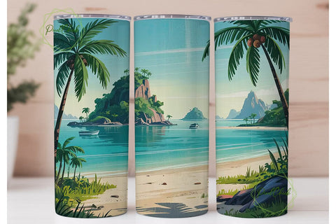 Tropical Beach Paradise 20oz Tumbler Sublimation PixelChick 