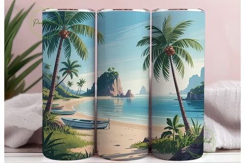Tropical Beach Paradise 20oz Tumbler Sublimation PixelChick 
