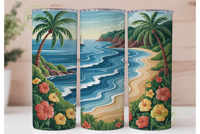 Tropical Beach Paradise 20oz Tumbler Sublimation PixelChick 