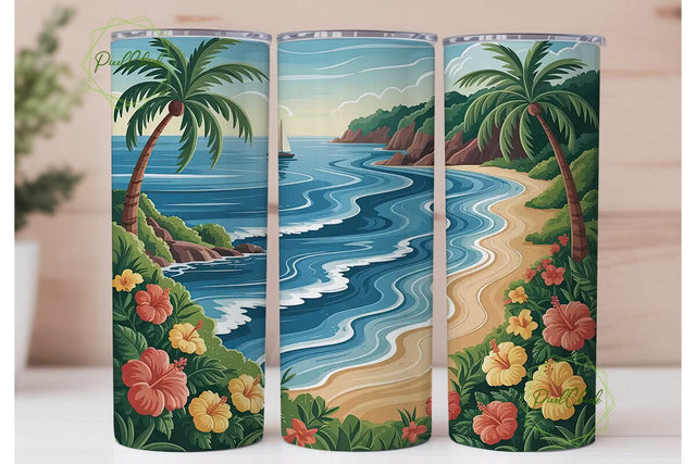 Tropical Beach Paradise 20oz Tumbler Sublimation PixelChick 