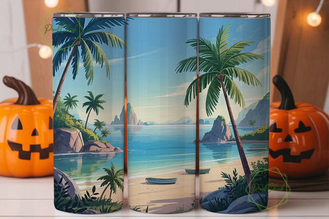 Tropical Beach Paradise 20oz Tumbler Sublimation PixelChick 