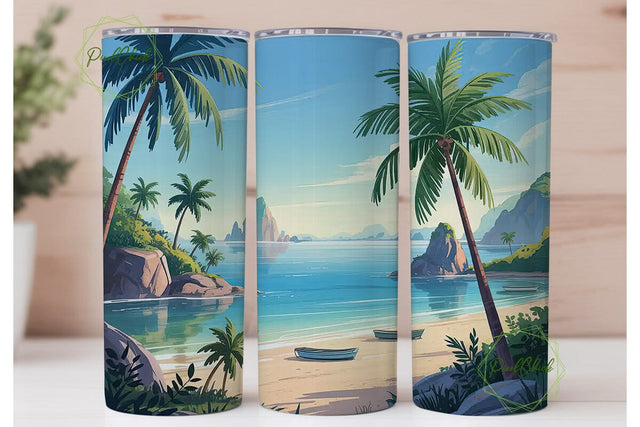 Tropical Beach Paradise 20oz Tumbler Sublimation PixelChick 
