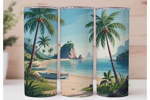 Tropical Beach Paradise 20oz Tumbler Sublimation PixelChick 