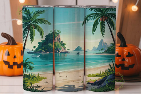 Tropical Beach Paradise 20oz Tumbler Sublimation PixelChick 