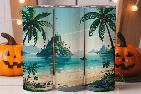 Tropical Beach Paradise 20oz Tumbler Sublimation PixelChick 