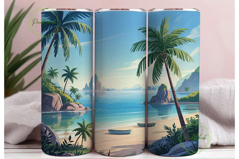 Tropical Beach Paradise 20oz Tumbler Sublimation PixelChick 