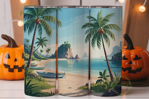 Tropical Beach Paradise 20oz Tumbler Sublimation PixelChick 