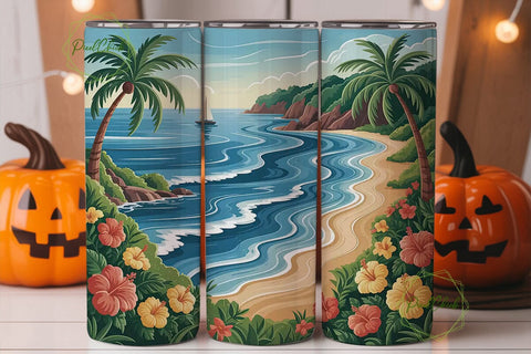 Tropical Beach Paradise 20oz Tumbler Sublimation PixelChick 