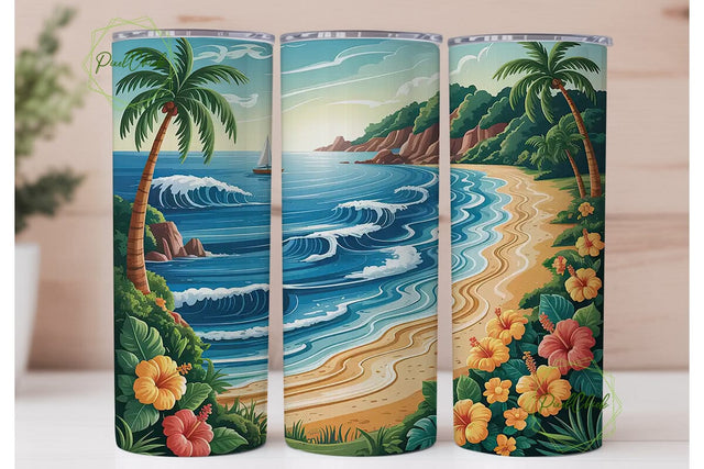 Tropical Beach Paradise 20oz Tumbler Sublimation PixelChick 