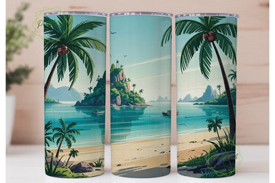 Tropical Beach Paradise 20oz Tumbler Sublimation PixelChick 