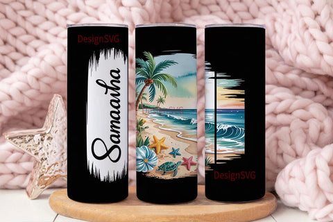 Tropical Beach Personalized Tumbler Wrap Sublimation DesignSVG 