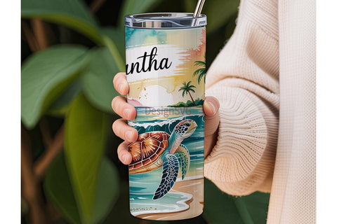 Tropical Beach Personalized Tumbler Wrap Sublimation DesignSVG 
