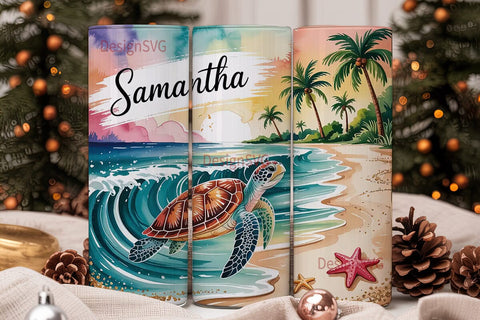 Tropical Beach Personalized Tumbler Wrap Sublimation DesignSVG 