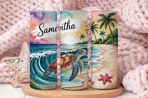 Tropical Beach Personalized Tumbler Wrap Sublimation DesignSVG 