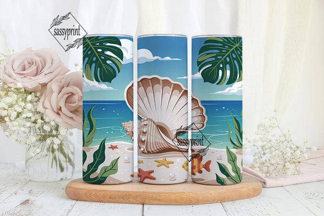 Tropical Beach Seashell 20oz Tumbler Sublimation sassyprint 