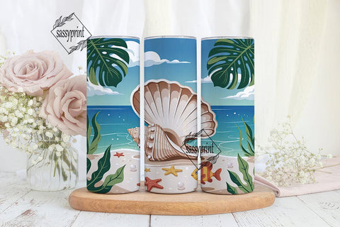 Tropical Beach Seashell 20oz Tumbler Sublimation sassyprint 