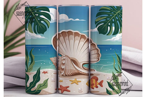 Tropical Beach Seashell 20oz Tumbler Sublimation sassyprint 