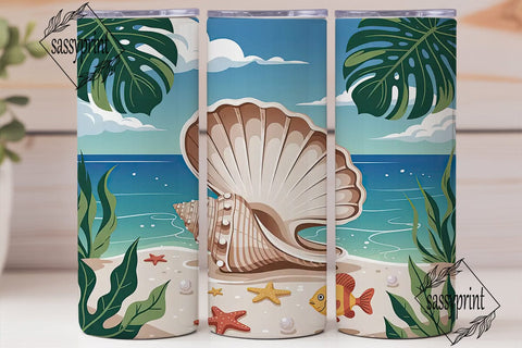 Tropical Beach Seashell 20oz Tumbler Sublimation sassyprint 