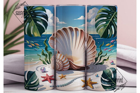 Tropical Beach Seashell 20oz Tumbler Sublimation sassyprint 