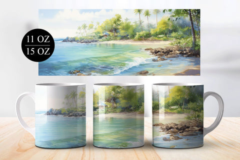 Tropical Beach Sublimation Mug Wrap Designs Sublimation BijouBay 
